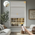 thumbnail image 1 of Keego No Drill Motorized Roman Shades Blackout Natural Fabric Rechargeable Electric Window Blinds Remote Control Room Darkening Window Treatment - White (with Linen, Block 60%-90% Light) - 33"W x 48"H, 1 of 8