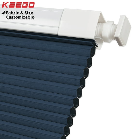 Keego No Drilling Cordless Cellular Shades Honeycomb Curtains Easy Installation Heat Insulating Noise Reducing Window Shades Blackout Slate Blue, 54.0"w x 70"h