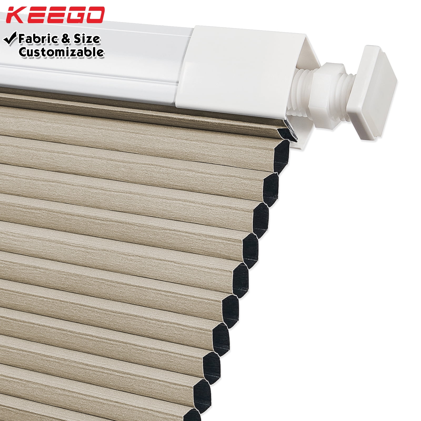 Keego No Drilling Cordless Cellular Shades Honeycomb Window Blinds Easy Installation Heat Insulating Noise Reducing Curtains Blackout Bisque, 51.0"w x 36"h