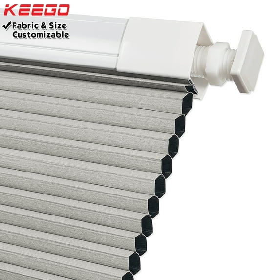 Keego No Drilling Cordless Cellular Shades Honeycomb Window Blinds Easy Installation Heat Insulating Noise Reducing Curtains Blackout Gray, 22.0"w x 70"h