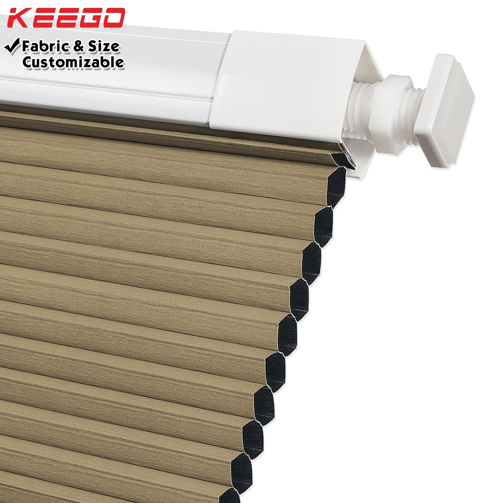 Keego No Drilling Cordless Cellular Shades Honeycomb Window Blinds Easy Installation Heat Insulating Noise Reducing Curtains Blackout Tan, 57.0"w x 70"h