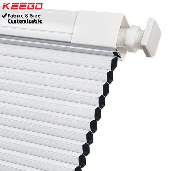 Keego No Drilling Cordless Cellular Shades Honeycomb Window Blinds Easy Installation Heat Insulating Noise Reducing Curtains Blackout White, 32.5"w x 36"h