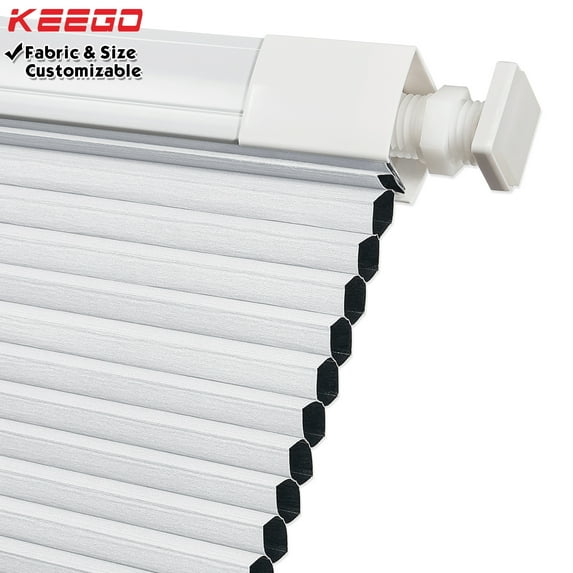Keego No Drilling Cordless Cellular Shades Honeycomb Window Blinds Easy Installation Heat Insulating Noise Reducing Curtains Blackout White, 52.5"w x 54"h