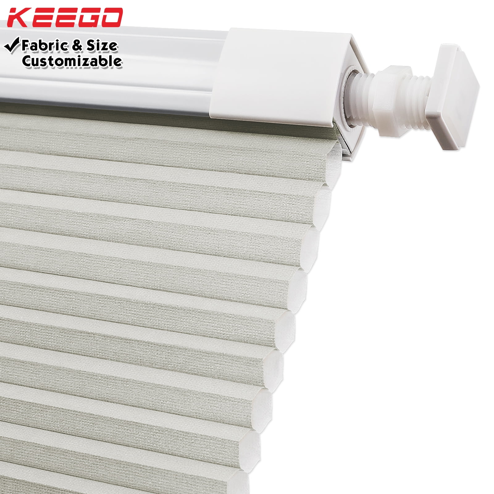 Keego No Drilling Cordless Cellular Shades Honeycomb Window Blinds Easy Installation Heat Insulating Noise Reducing Curtains Semi-Blackout Silver, 48.5"w x 66"h
