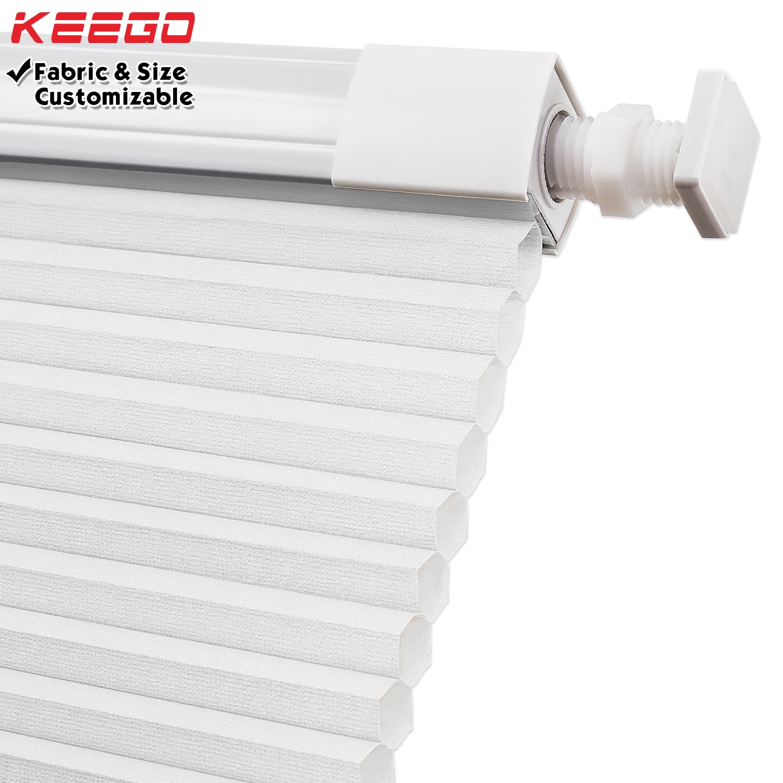 Keego No Drilling Cordless Cellular Shades Honeycomb Window Blinds Easy Installation Heat Insulating Noise Reducing Curtains Semi-Blackout White, 28.5"w x 60"h