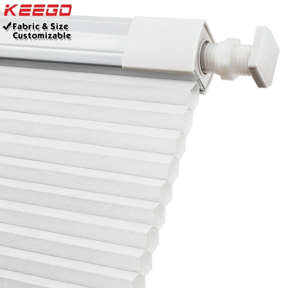 Keego No Drilling Cordless Cellular Shades Honeycomb Window Blinds Easy Installation Heat Insulating Noise Reducing Curtains Semi-Blackout White, 54.5"w x 36"h