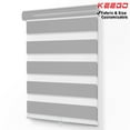 thumbnail image 1 of Keego Dual Layer Roller Window Blind Light Filtering Zebra Window Blind, Cordless, Customizable, Gray Case Gray Fabric 23.0"w x 36.0"h, 1 of 7