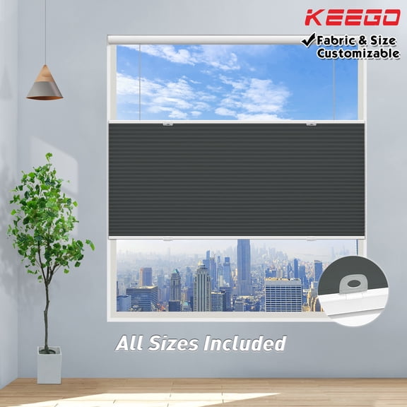 Keego Free Moving Cordless Cellular Shades Window Blinds Size and Color Customizable Slate Blue 100% Blackout 35"w x 44"h