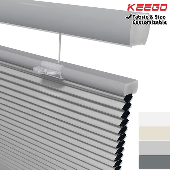 Keego New Energy Saving Heat Insulating Celluar Shades Honeycomb Window Blinds Light Blocking Blackout Gray Color 48.5"w x 36.0"h