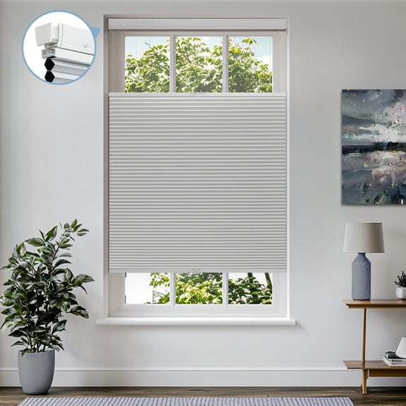 Keego New Upgraded No Drill Cellular Shades Top Down Bottom Up Honeycomb Blinds Cordless Window Blinds Easy to Install Cellular Shade for Windows, Blackout - White, 24"W x 40"H