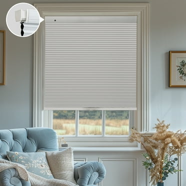 Keego New Upgraded No Drill Cordless Cellular Shades Blackout Honeycomb Blinds Easy Installation Heat Insulating Noise Reducing Window Shades, Blackout - White, 20"W x 48"H