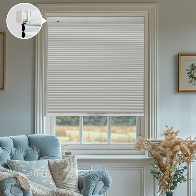 Keego New Upgraded No Drill Cordless Cellular Shades Blackout