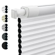Keego No Drill Cordless Blind for Windows Blackout Cellular Window Shades No Tool Honeycomb Blinds Shades for Home, Easy To Install, White, 20"W x 36"H