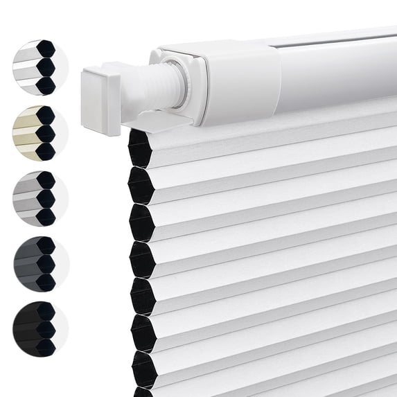 Keego No Drill Cordless Blind for Windows Blackout Cellular Window Shades No Tool Honeycomb Blinds Shades for Home, Easy To Install, White, 26.75"W x 36"H