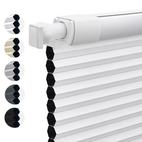 Keego No Drill Cordless Blind for Windows Blackout Cellular Window Shades No Tool Honeycomb Blinds Shades for Home, Easy To Install, White, 43.25"W x 48"H