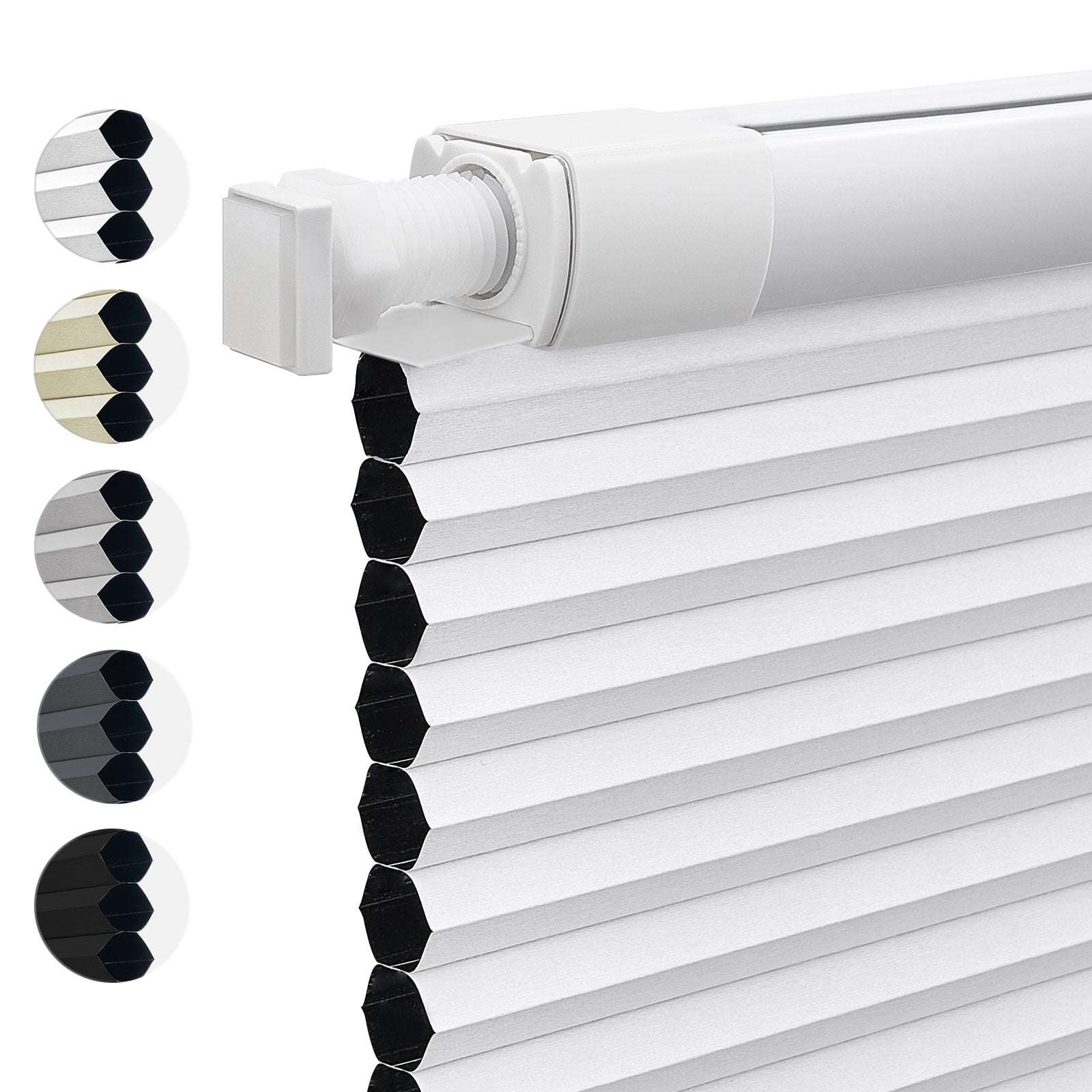 Keego No Drill Cordless Blind for Windows Blackout Cellular Window Shades No Tool Honeycomb Blinds Shades for Home, Easy To Install, White, 48"W x 48"H
