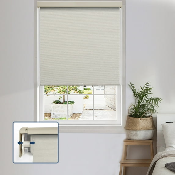 Keego No Drill Cordless Roller Shades No Tools Blinds Tension Blackout Roller Shades for Window Easy to Install Custom Size Shades (Beige Blackout, 48"W x 60"H)