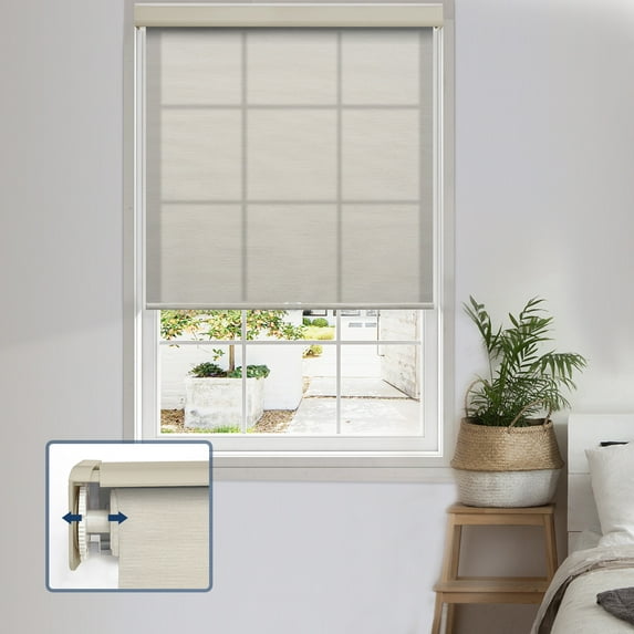 Keego No Drill Cordless Roller Shades No Tools Blinds Tension Light Filtering Roller Shades for Window Easy to Install Custom Size Shades (Beige 34"W x 60"H)