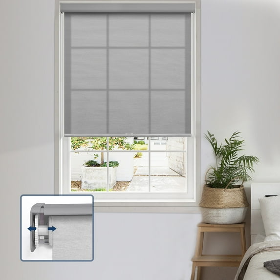 Keego No Drill Cordless Roller Shades No Tools Blinds Tension Light Filtering Roller Shades for Window Easy to Install Custom Size Shades (Light Grey 33.5"W x 78"H)