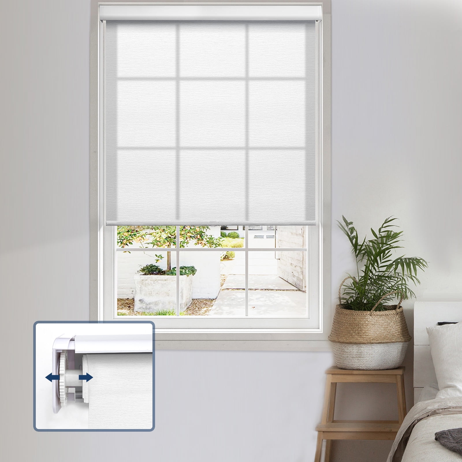 Keego No Drill Cordless Roller Shades No Tools Blinds Tension Light Filtering Roller Shades for Window Easy to Install Custom Size Shades (White 48.5"W x 42"H)