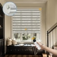 thumbnail image 1 of Keego No Drill No Tool Motorized Zebra Shades Blinds Remote Control Dual Layer Roller Shades Blackout Window Treatment - Charcoal, 30"W x 48"H, 1 of 8