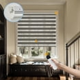 thumbnail image 1 of Keego No Drill No Tool Motorized Zebra Shades Blinds Remote Control Dual Layer Roller Shades Blackout Window Treatment - Charcoal, 41"W x 48"H, 1 of 8