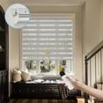 thumbnail image 1 of Keego No Drill No Tool Motorized Zebra Shades Blinds Remote Control Dual Layer Roller Shades Blackout Window Treatment - Gray, 21"W x 72"H, 1 of 8