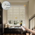 thumbnail image 1 of Keego No Drill No Tool Motorized Zebra Shades Blinds Remote Control Dual Layer Roller Shades Blackout Window Treatment - Sand, 44"W x 56"H, 1 of 8