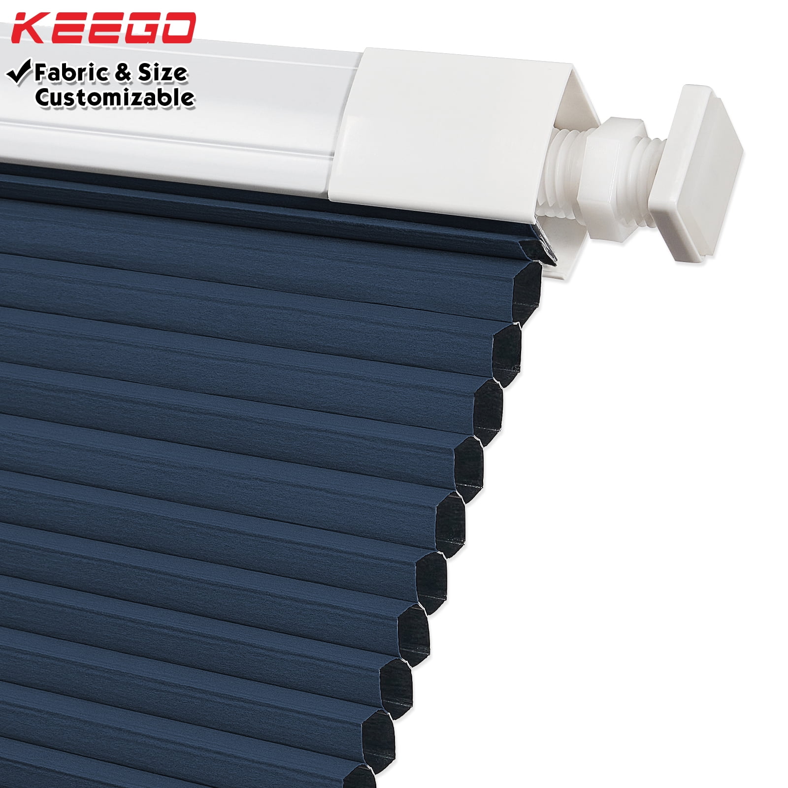 "Keego Cordless Cellular Shades, No Drilling, Heat/Noise Insulating, Blackout, Slate Blue, 22.0