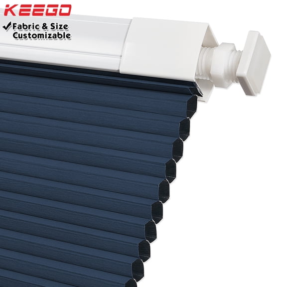 Keego No Drilling Cordless Cellular Shades Honeycomb Curtains Easy Installation Heat Insulating Noise Reducing Window Shades Blackout Slate Blue, 32.0"w x 36"h