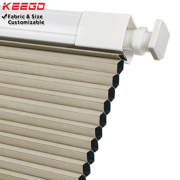 Keego No Drilling Cordless Cellular Shades Honeycomb Window Blinds Easy Installation Heat Insulating Noise Reducing Curtains Blackout Bisque, 32.0"w x 42"h