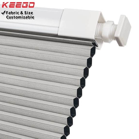 Keego No Drilling Cordless Cellular Shades Honeycomb Window Blinds Easy Installation Heat Insulating Noise Reducing Curtains Blackout Gray, 49.5"w x 36"h