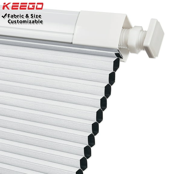 Keego No Drilling Cordless Cellular Shades Honeycomb Window Blinds Easy Installation Heat Insulating Noise Reducing Curtains Blackout White, 24.0"w x 66"h