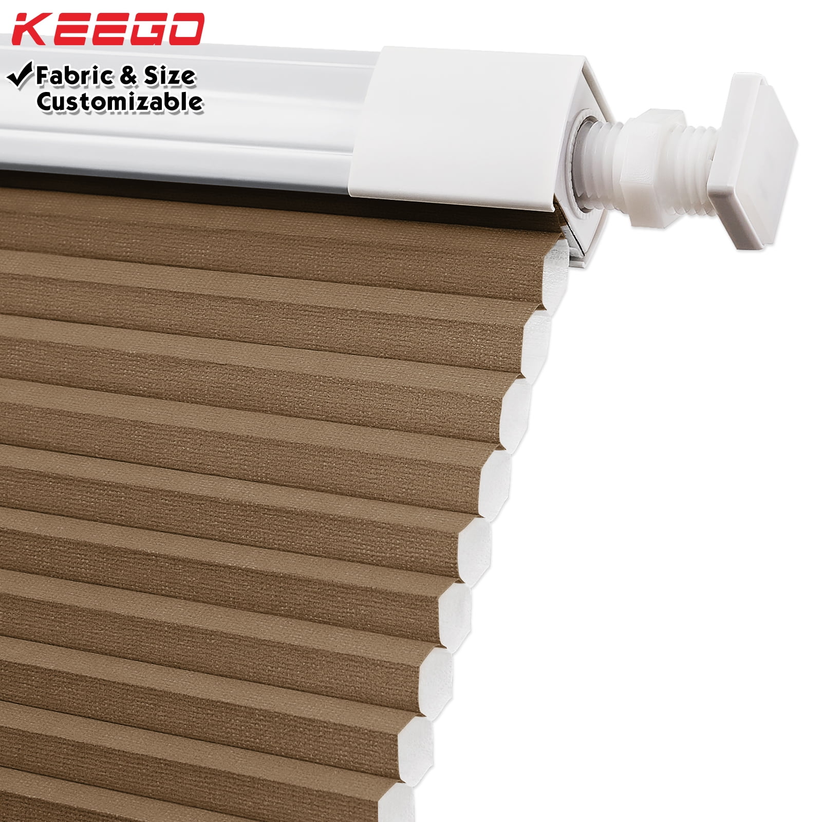 Keego No Drilling Cordless Cellular Shades Honeycomb Window Blinds Easy Installation Heat Insulating Noise Reducing Curtains Semi-Blackout Khaki, 51.0"w x 70"h