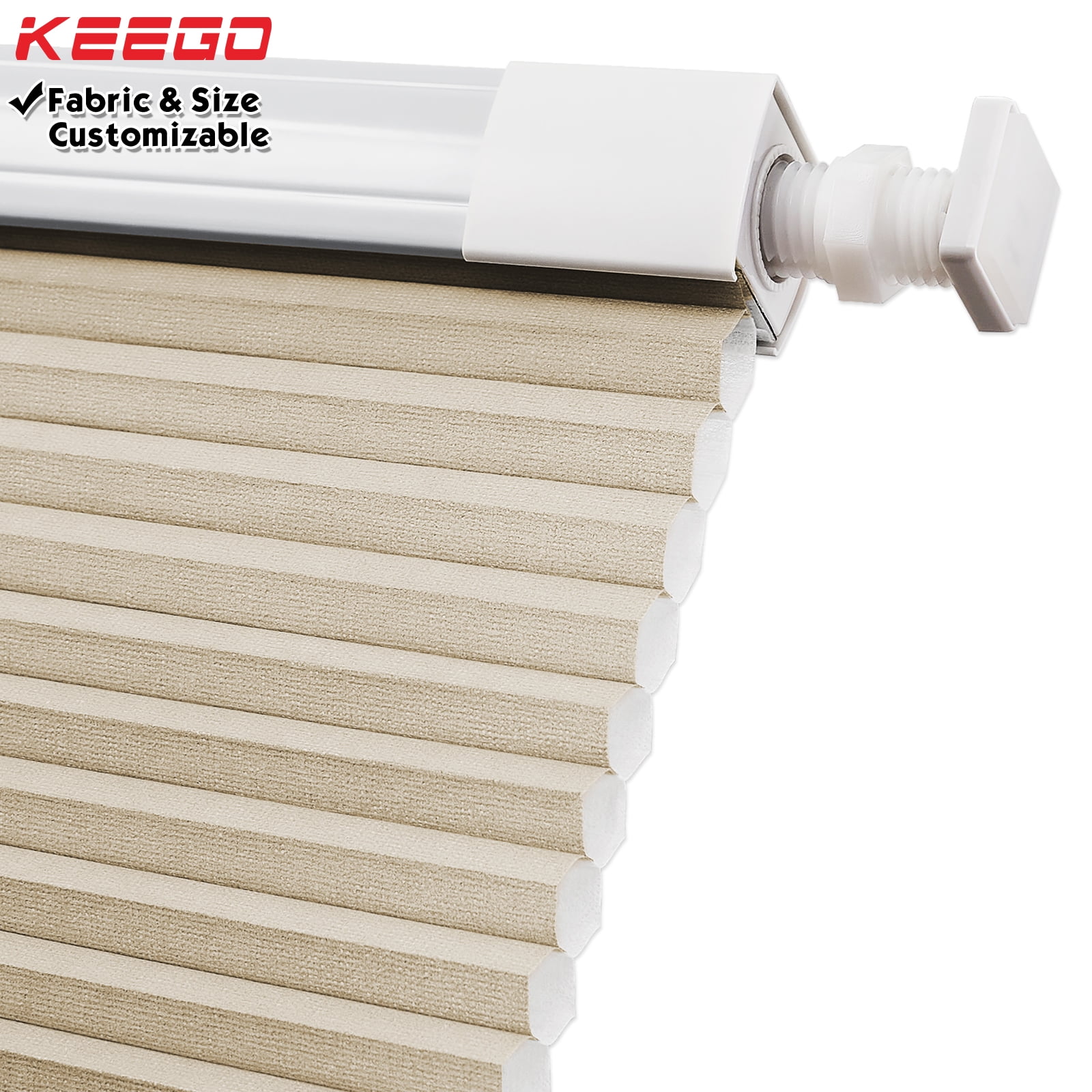 Keego No Drilling Cordless Cellular Shades Honeycomb Window Blinds Easy Installation Heat Insulating Noise Reducing Curtains Semi-Blackout Sand, 35.0"w x 60"h