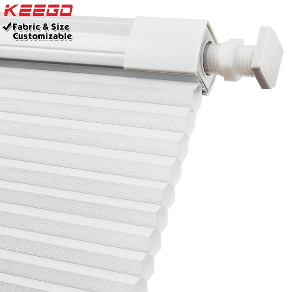 Keego No Drilling Cordless Cellular Shades Honeycomb Window Blinds Easy Installation Heat Insulating Noise Reducing Curtains Semi-Blackout White, 31.5"w x 42"h