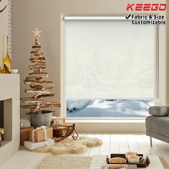 Keego No Drilling Roller Shades for Home Window Blinds Light Filtering Privacy Customizable Color and Size White 43"w x 76"h