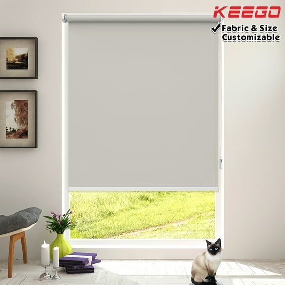 Keego No Drilling Roller Shades for Home Windows Shade UV Protection Blackout Privacy Customizable Color and Size Grey 39"W x 72"H