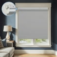 thumbnail image 1 of Keego No Tools No Drill Cordless Roller Blinds 100% Blackout Thermal Insulated Reduce Noise Privacy Shades Roller Shades Blinds for Windows (Gray, 53"W x 56"H), 1 of 8