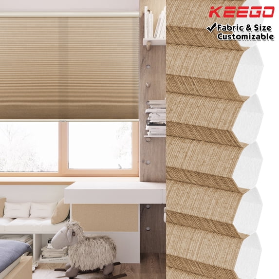 Keego Printed Cordless Celluar Shades Semi Blackout Honeycomb Window Blind Light Filtering Easy Install Beige Upper Case, Color004, 27"w x 40"h
