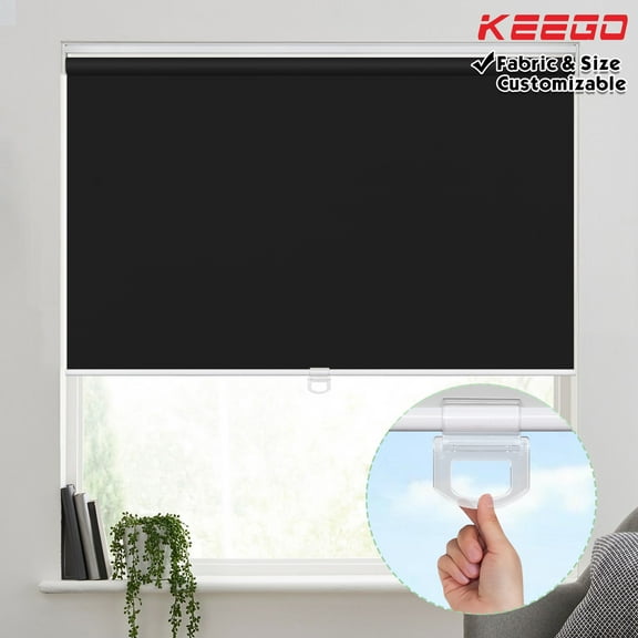 Keego Roller Shades Cordless Blackout Privacy Window Blinds Customizable Color and Size for Bedroom and Living Room Home and Office Privacy Customizable Color and Size Black 34"w x 60"h