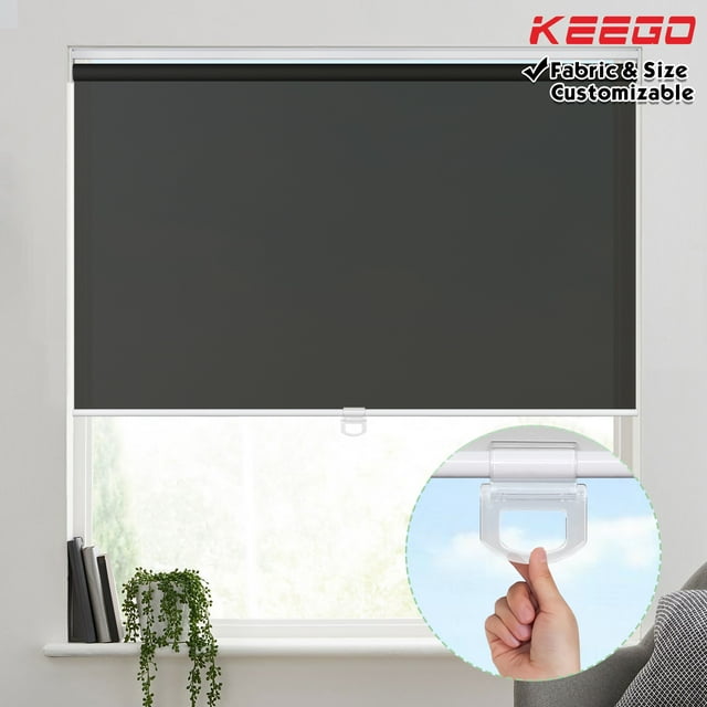 Keego Roller Shades Cordless Semi-blackout Privacy Window Blinds Customizable Color and Size for Bedroom and Living Room Home and Office Black 27"w x 76"h