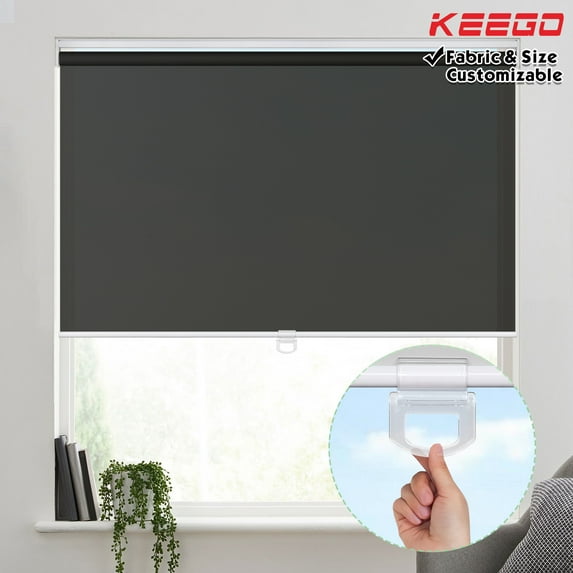 Keego Roller Shades Cordless Semi-blackout Privacy Window Blinds Customizable Color and Size for Bedroom and Living Room Home and Office Black 31"w x 60"h
