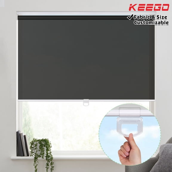 Keego Roller Shades Cordless Semi-blackout Privacy Window Blinds Customizable Color and Size for Bedroom and Living Room Home and Office Black 43"w x 60"h