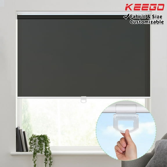 Keego Roller Shades Cordless Semi-blackout Privacy Window Blinds Customizable Color and Size for Bedroom and Living Room Home and Office Black 49"w x 68"h