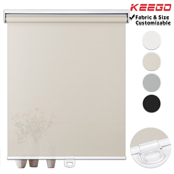 Keego Roller Shades Cordless for Home Windows Blinds Light Filtering Privacy Customizable Color and Size Beige 32"w x 56"h