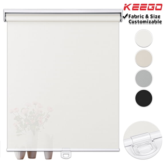 Keego Roller Shades Cordless for Home Windows Blinds Light Filtering Privacy Customizable Color and Size White 62"w x 64"h