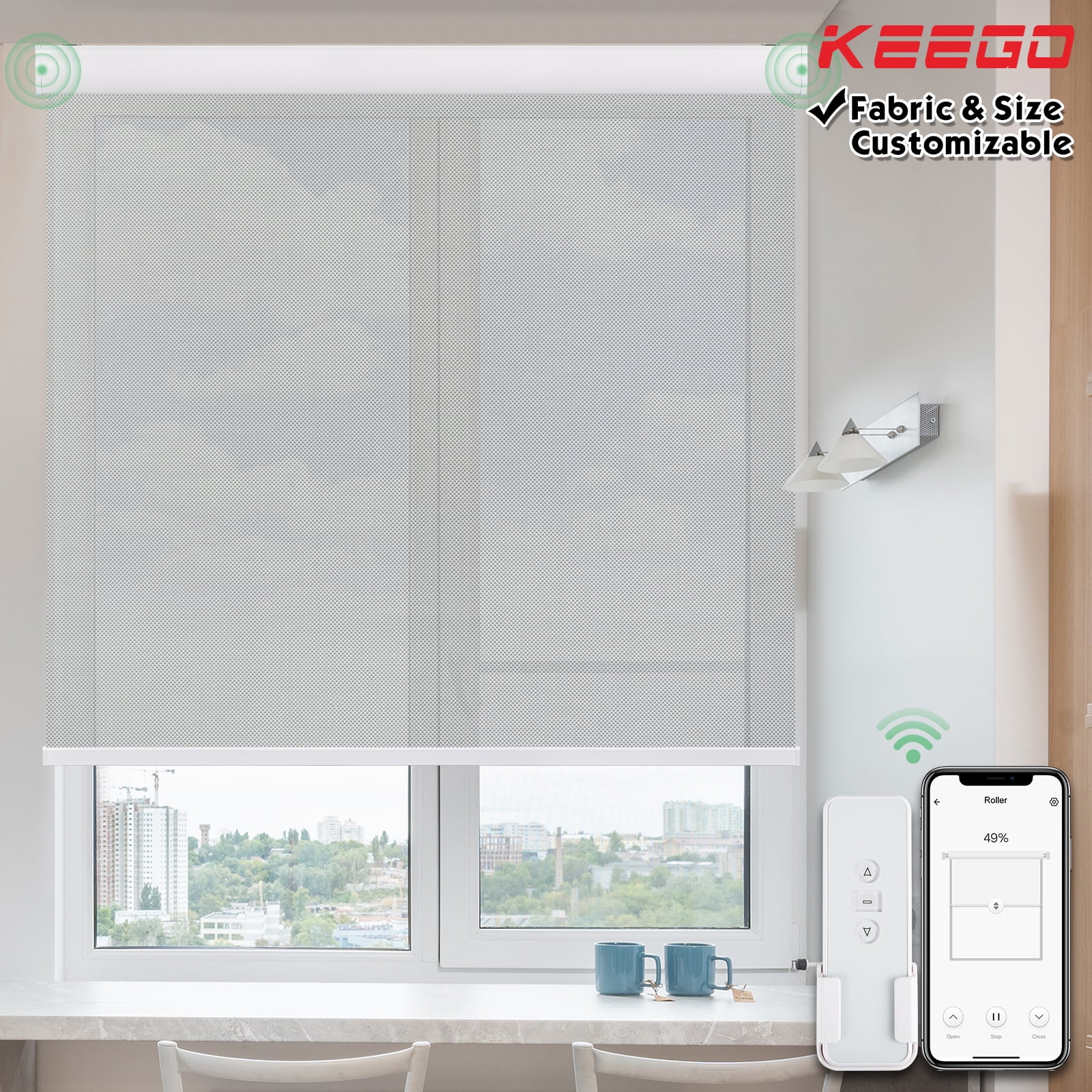 Keego Roller Sun Shade Motorized Blinds Smart Blind Light Filtering