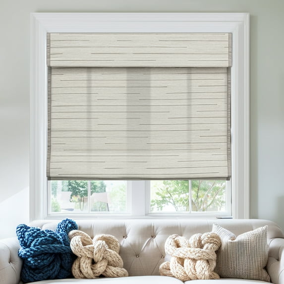 Keego Roman Shades for Windows Cordless Blackout Roman Window Shades Blinds 100% Natural Linen Hand-Made Roman Shade - LightGray (with Lining, Block 40%-50% Light) - 36"W x 48"H