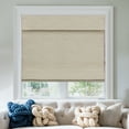 thumbnail image 1 of Keego Roman Shades for Windows Cordless Blackout Roman Window Shades Blinds 100% Natural Linen Hand-Made Roman Shade - Beige (with Lining, Block 60%-90% Light) - 27"W x 64"H, 1 of 7